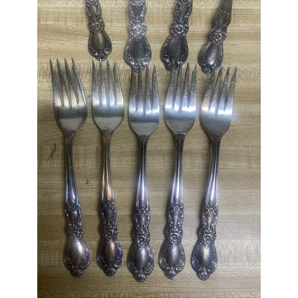 9 Piece 1847 Rogers Bros Heritage Silver Plate Lot Forks Servicing Utensils